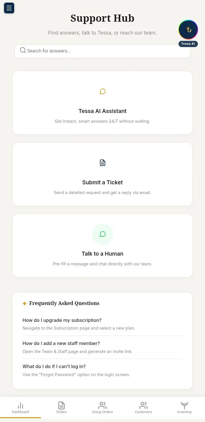 Tessa AI and human support